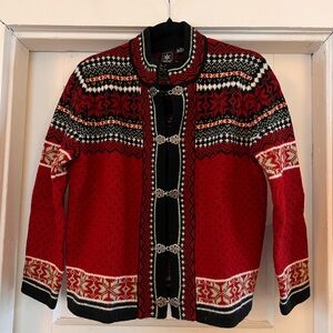 Skyr Red and Black Women’s Cardigan Sweater